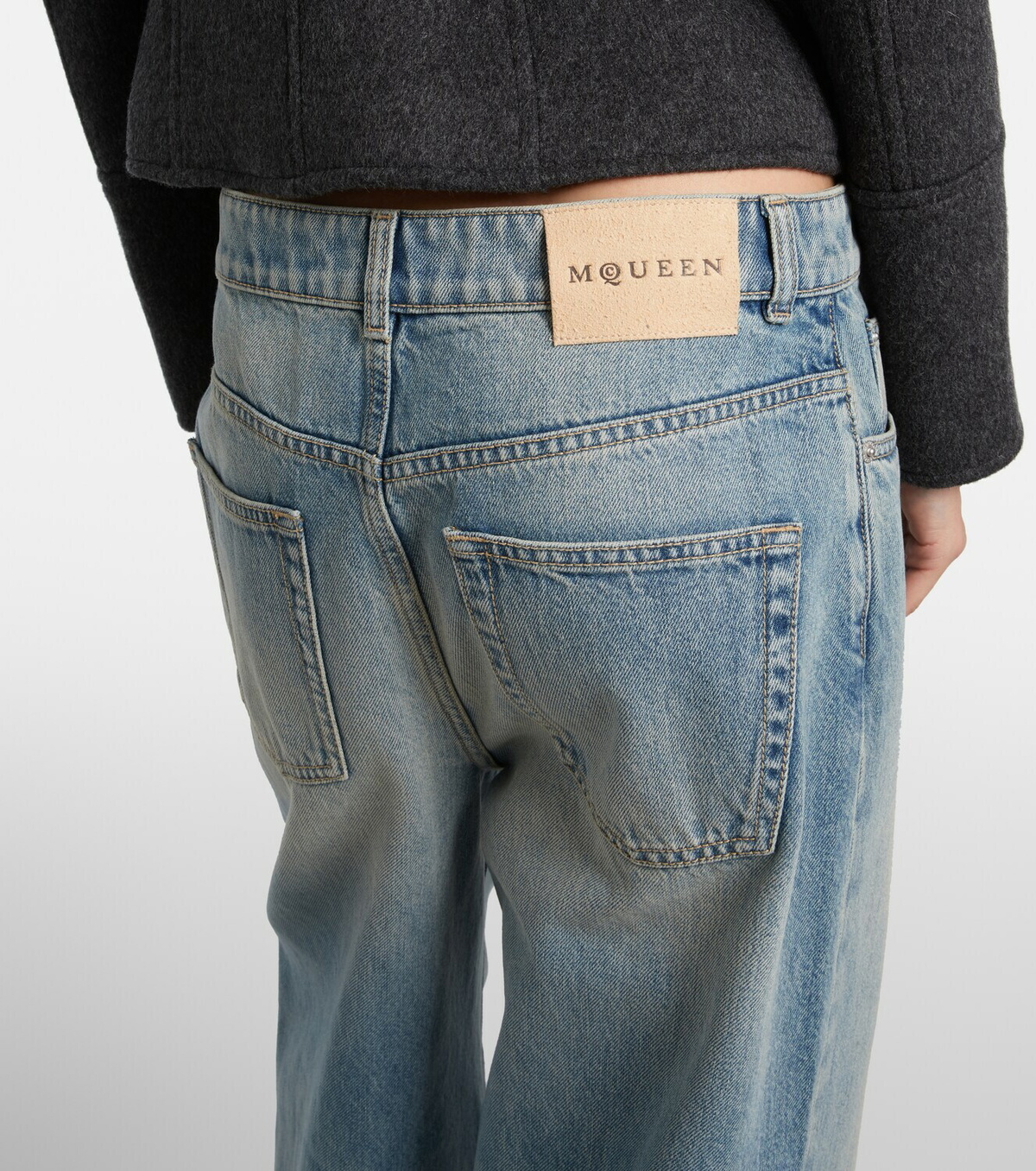 McQueen Mid-rise wide-leg jeans