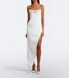 David Koma Beaded fringed strapless bustier gown
