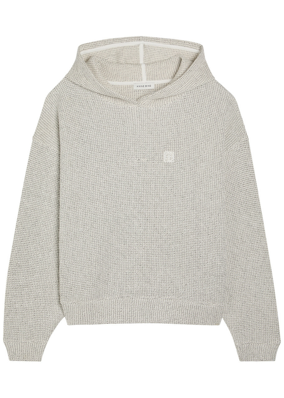 Anine Bing Alec Hooded Marled Cotton-blend Jumper Multicoloured