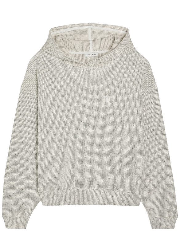 Photo: Anine Bing Alec Hooded Marled Cotton-blend Jumper Multicoloured
