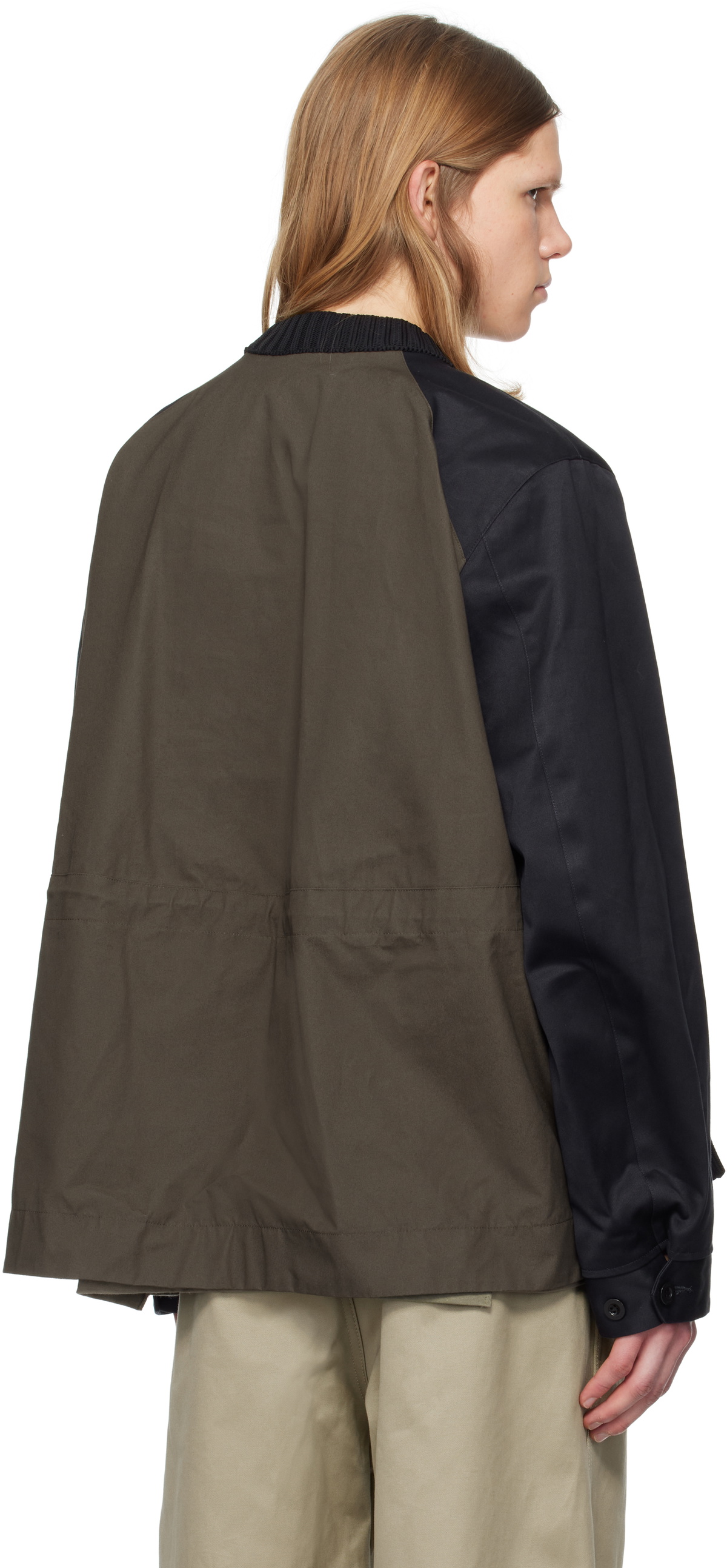 sacai Black & Khaki Cotton Chino Mix Sweater Sacai