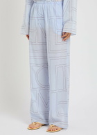 Toteme Logo-monogrammed Cotton-blend Pyjama Trousers Light Blue
