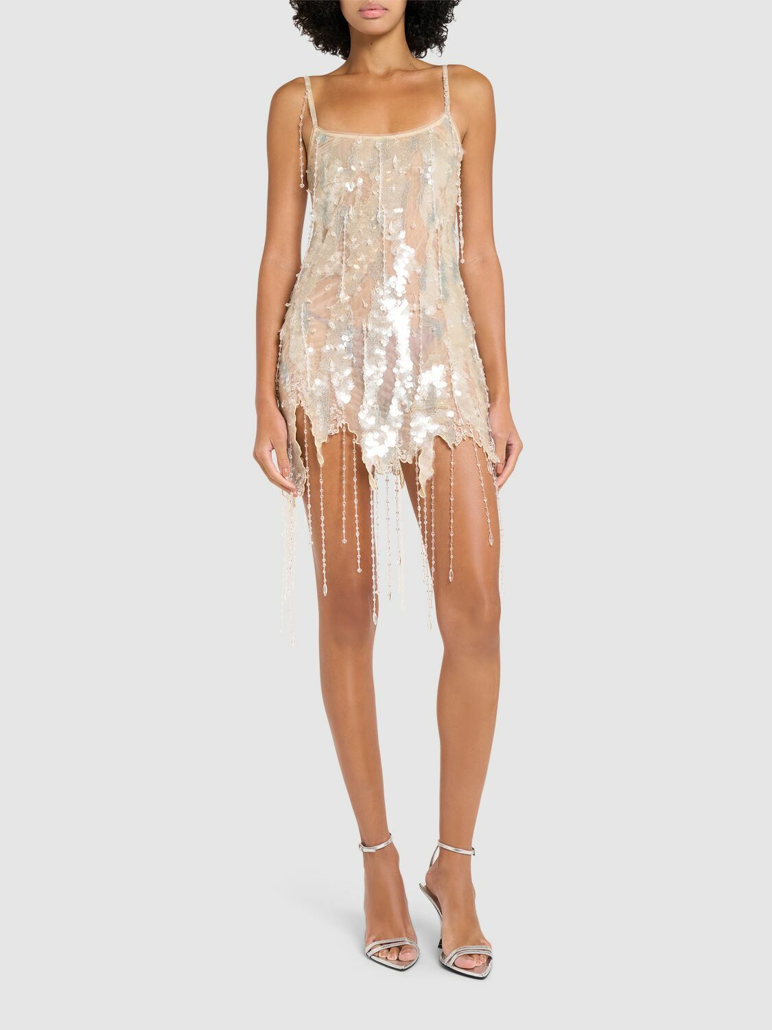 blumarine sequinned fringed mini dress Blumarine 2008 pink peach silk sequin ostrich feather wedding mini gown  dress For Sale at 1stDibs