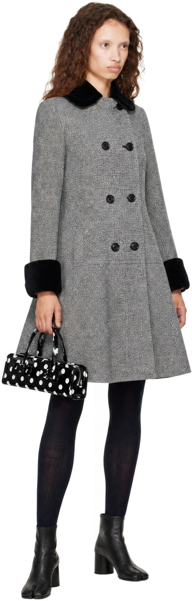 Comme des Garçons Comme des Garçons Gray Wool Nylon Tweed Fine Pattern Coat