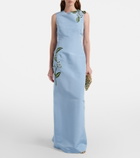 Oscar de la Renta Porcelain Flower silk faille maxi dress