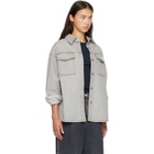Palm Angels Gray Tree Logo Denim Overshirt