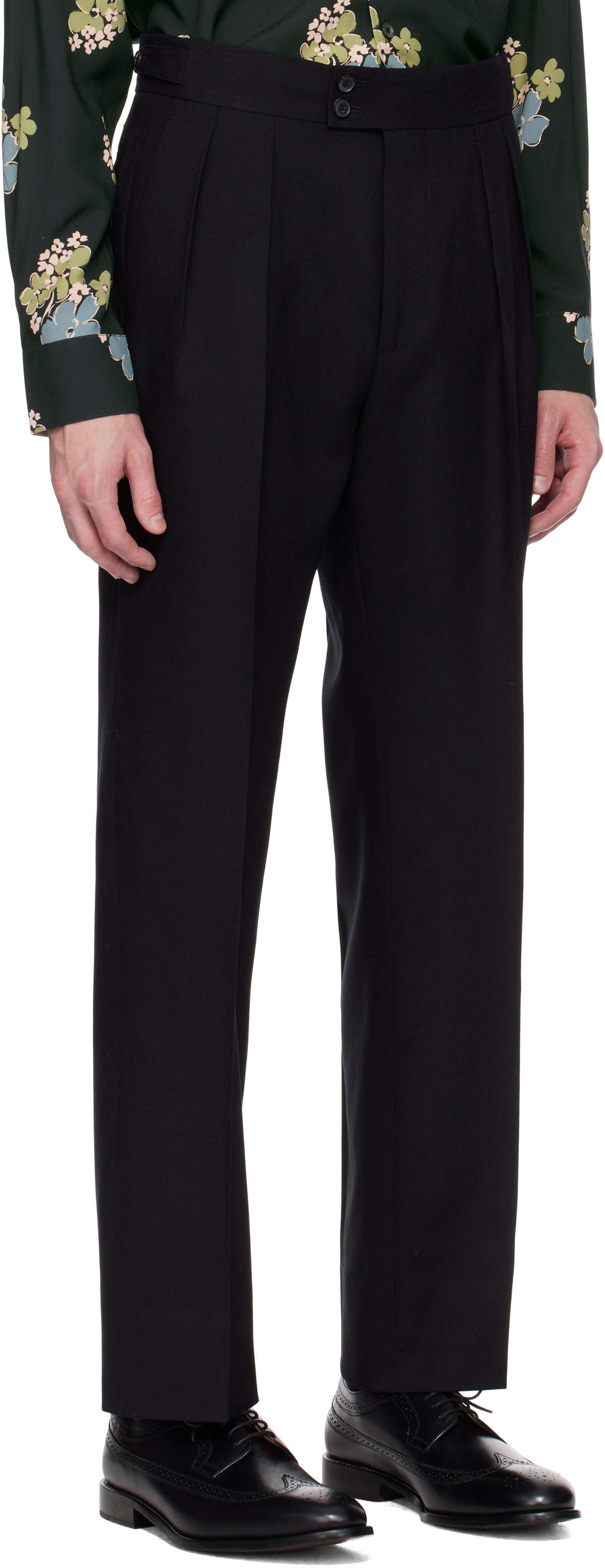 Paul Smith Black Two-Ply Hopsack Trousers