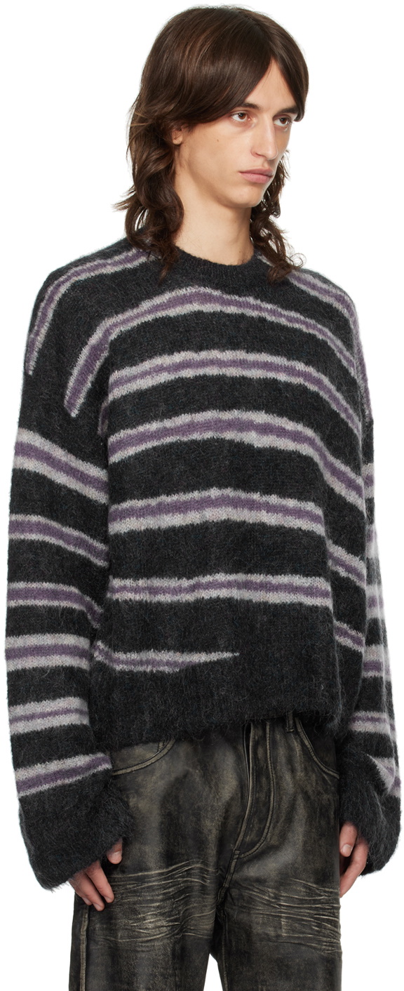 Acne Studios Gray & Purple Stripe Sweater