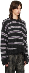 Acne Studios Gray & Purple Stripe Sweater