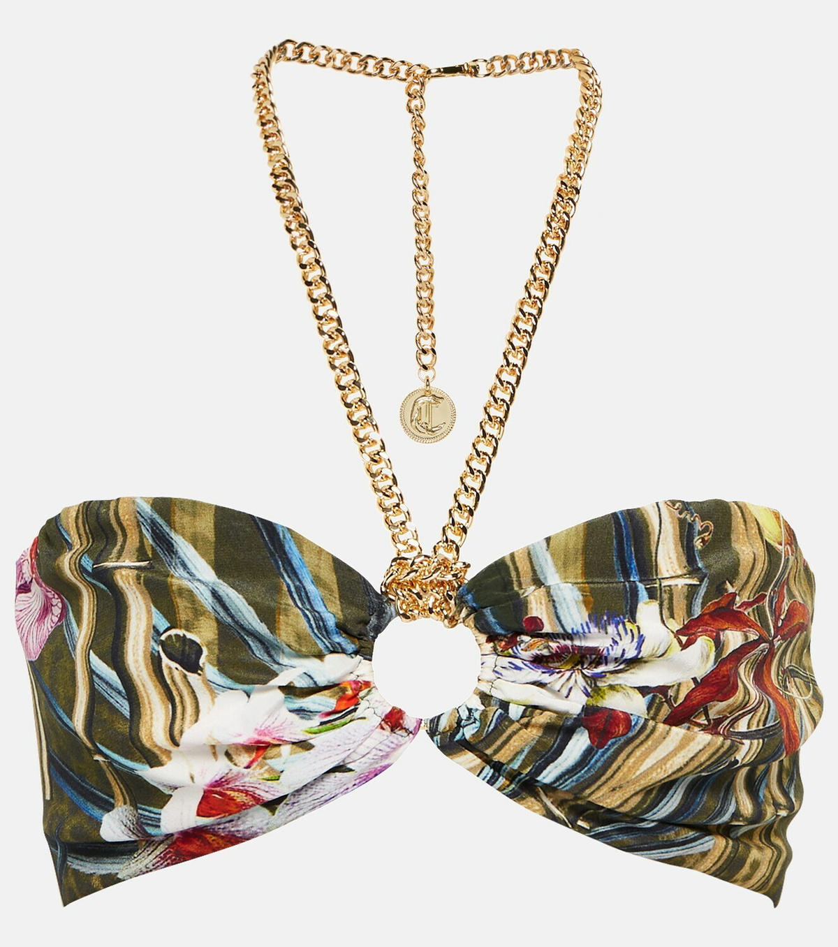 Camilla Chain halterneck silk bandeau bra