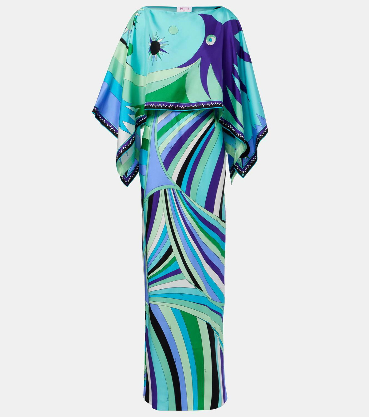 Pucci Iride caped silk twill maxi dress Emilio Pucci