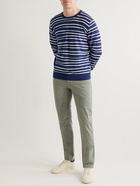 Peter Millar - Offshore Striped Wool, Silk and Linen-Blend Sweater - Blue