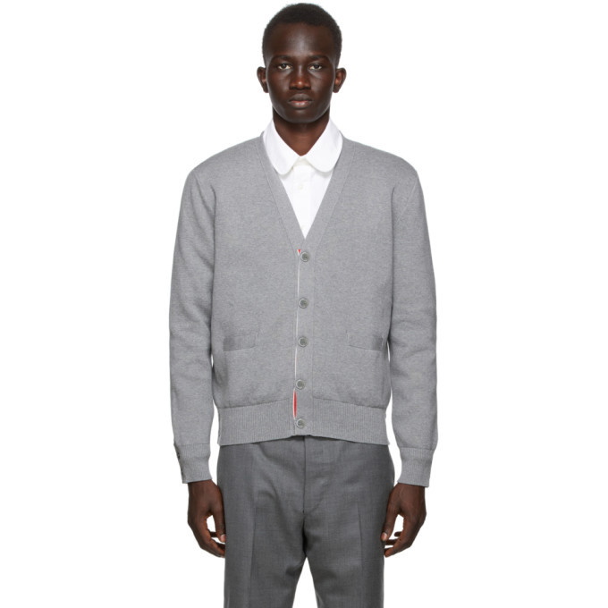 Photo: Thom Browne SSENSE Exclusive Grey Intarsia Cardigan