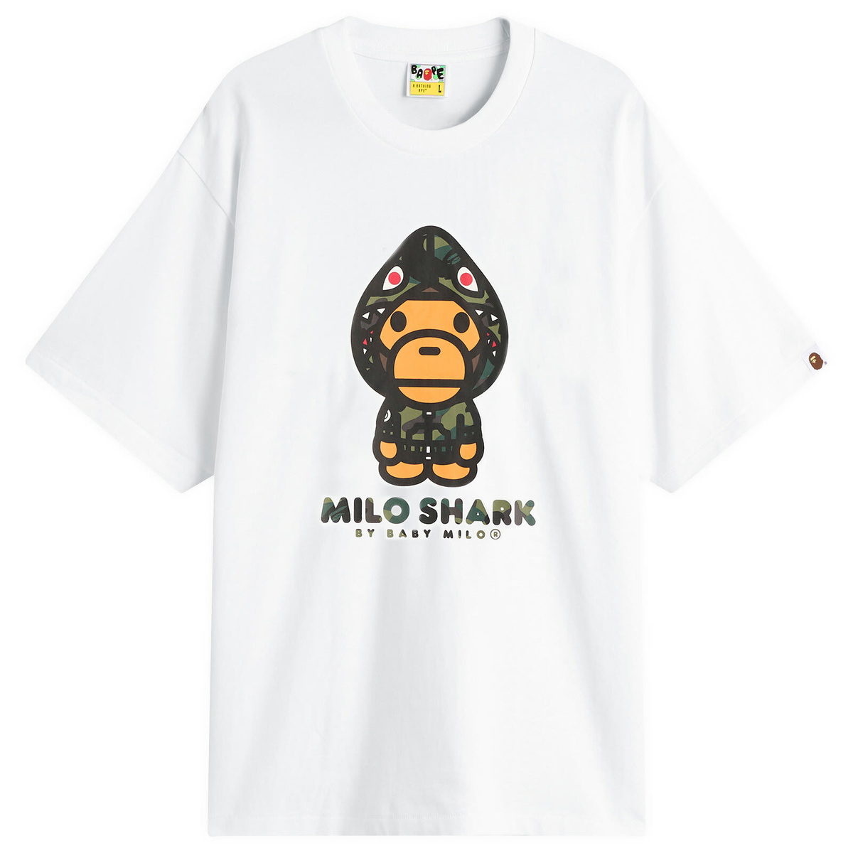 A Bathing Ape Men's 1st Camo Milo Shark T-Shirt in White X Green