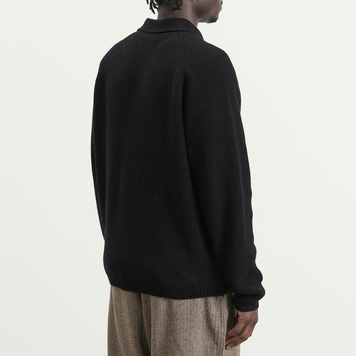 Universal Works Men's Eco Wool Zip Cardigan in Black