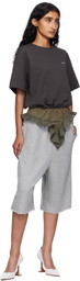 Pushbutton Gray Graphic Printed Bermuda Sweat Shorts
