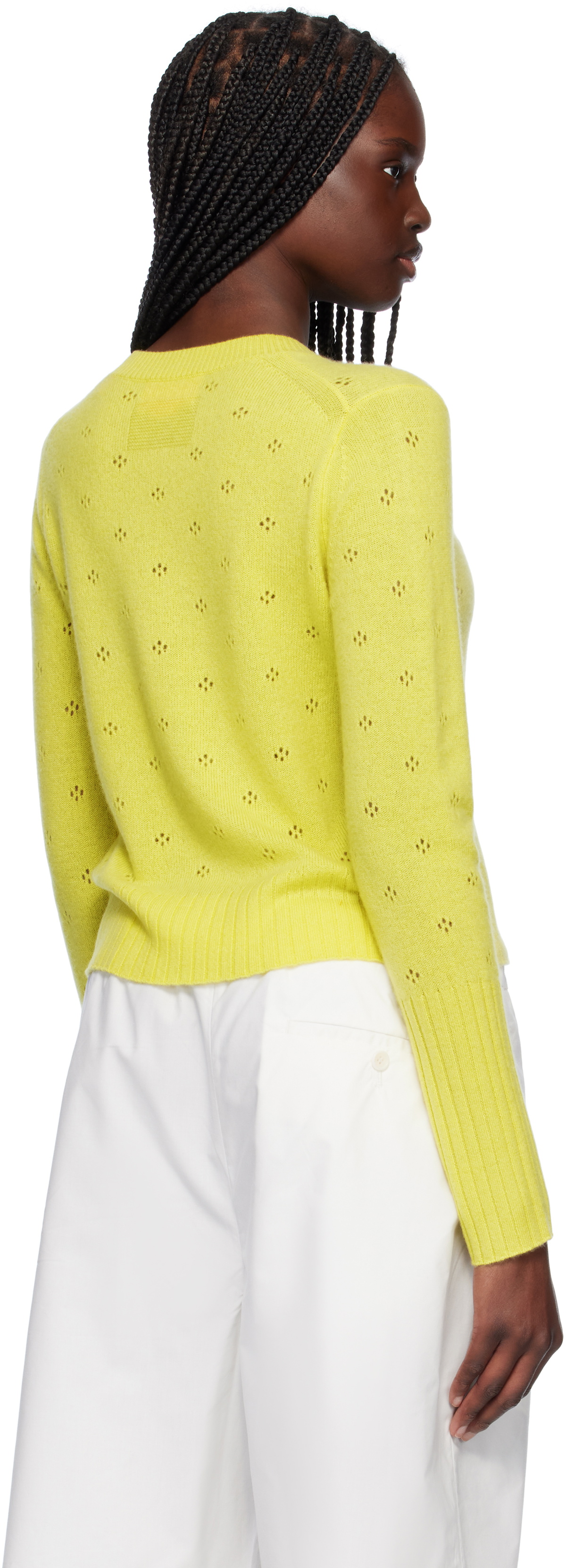 Guest in Residence Yellow Shrunken Pointelle Sweater