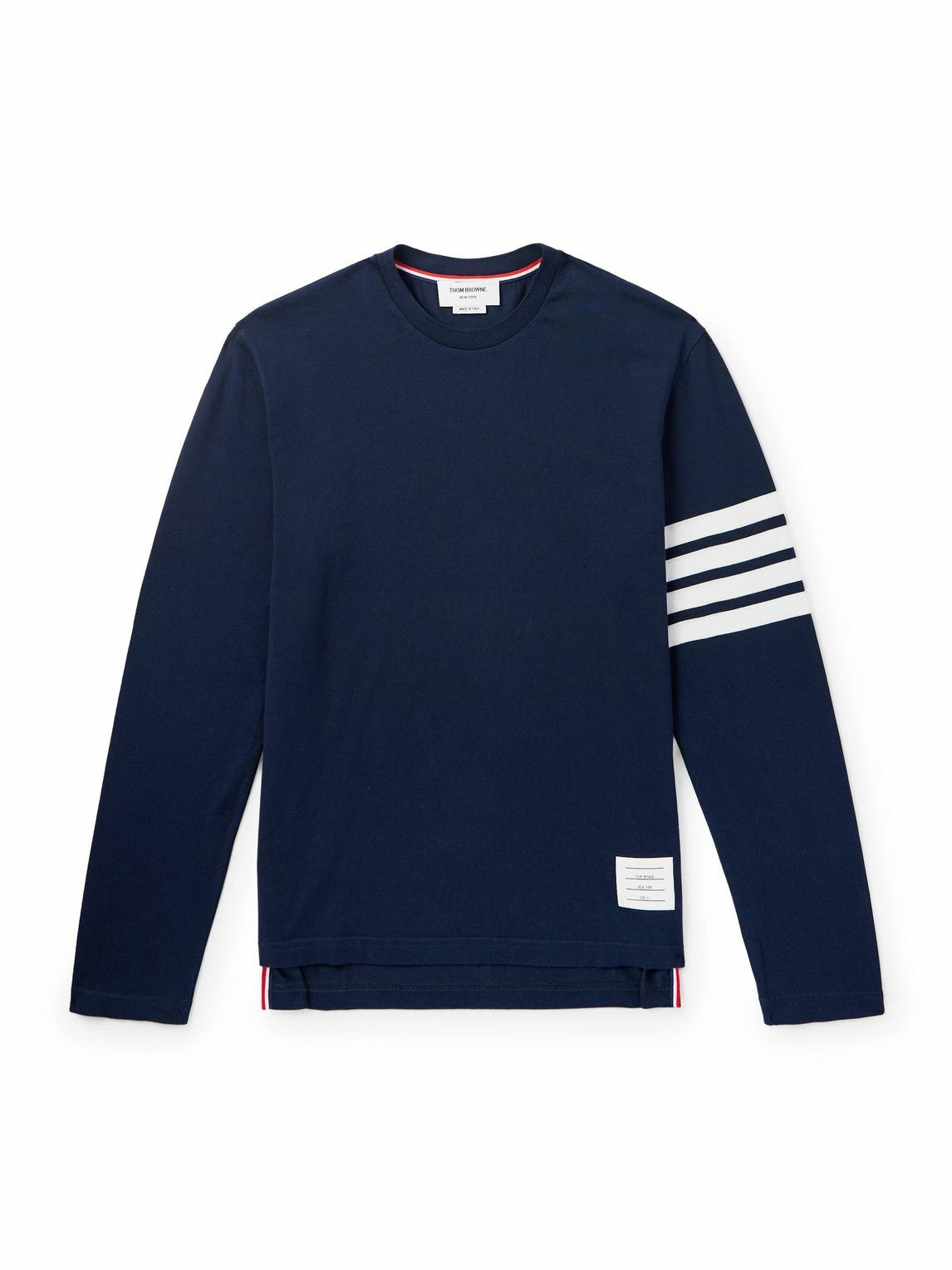 Thom Browne - Striped Cotton-Jersey T-Shirt - Blue Thom Browne