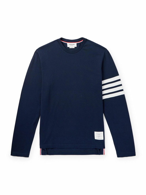 Photo: Thom Browne - Striped Cotton-Jersey T-Shirt - Blue
