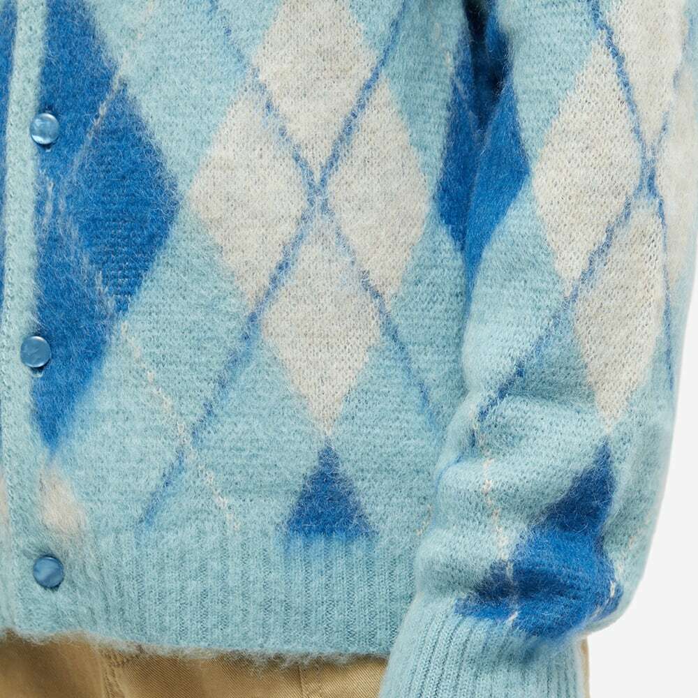 Needles Men's Mohair Argyle Cardigan in Light Blue Needles