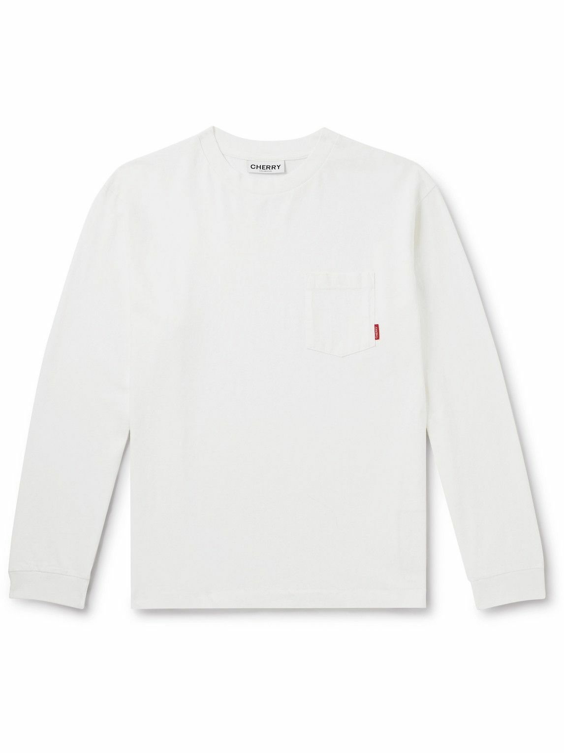 Photo: Cherry Los Angeles - Logo-Appliquéd Garment-Dyed Cotton-Jersey T-Shirt - White