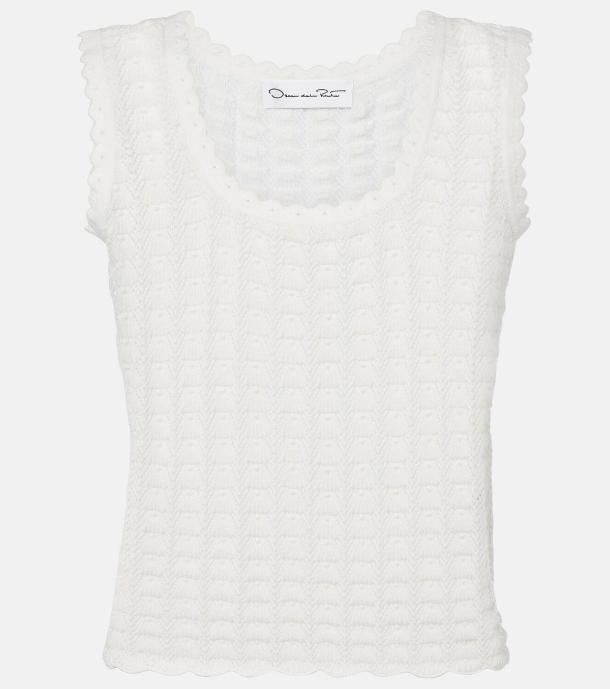 Oscar de la Renta Pointelle cotton and silk tank top