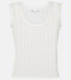 Oscar de la Renta Pointelle cotton and silk tank top