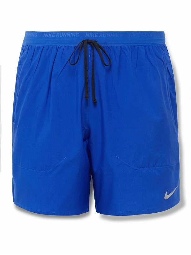 Photo: Nike Running - Stride Straight-Leg Mesh-Panelled Dri-FIT Ripstop Shorts - Blue