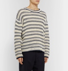 Loewe - Open-Knit Striped Cotton and Wool-Blend Sweater - Blue