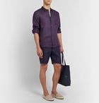 Derek Rose - Milan 8 Printed Linen Shirt - Blue