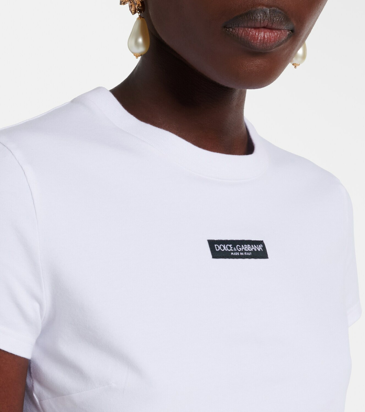 Dolce&Gabbana Logo cropped cotton-blend jersey T-shirt