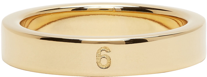 Photo: MM6 Maison Margiela Gold Thick Logo Band Ring