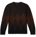 Theory - Jun Champion Intarsia Merino Wool-Blend Sweater - Brown