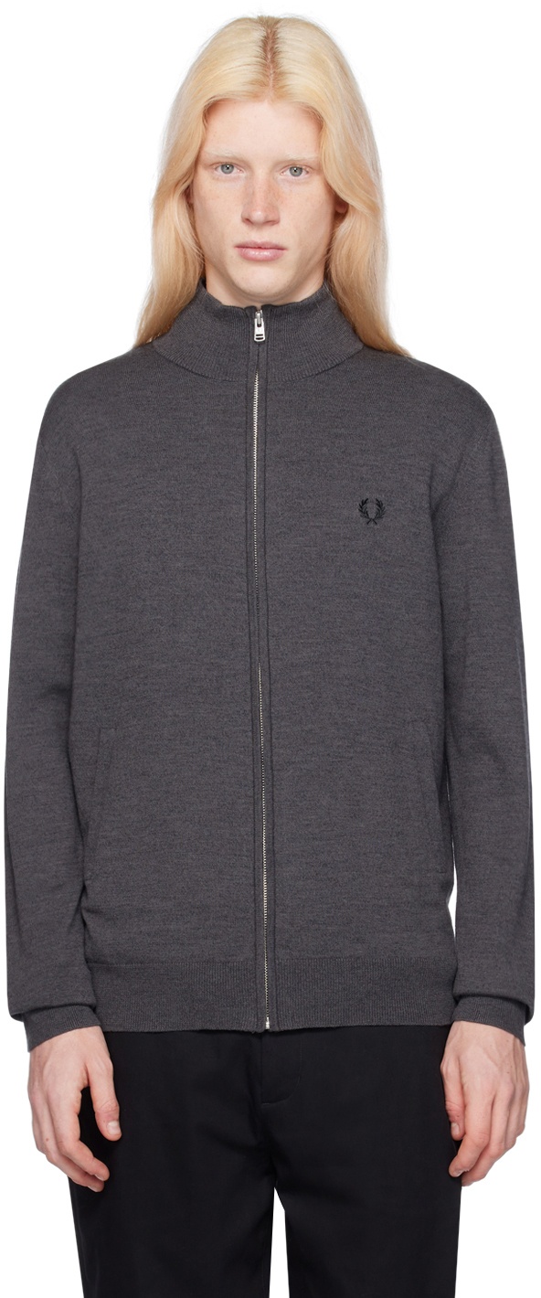 Fred Perry Gray Classic Zip Through Cardigan Fred Perry