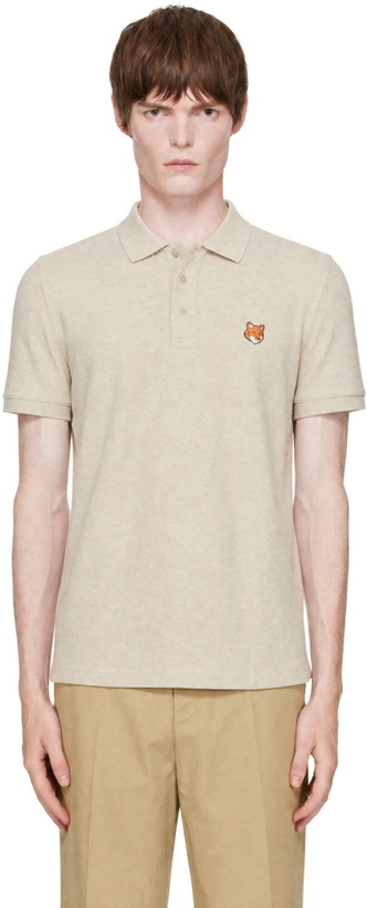 Photo: Maison Kitsuné Beige Fox Head Regular Polo