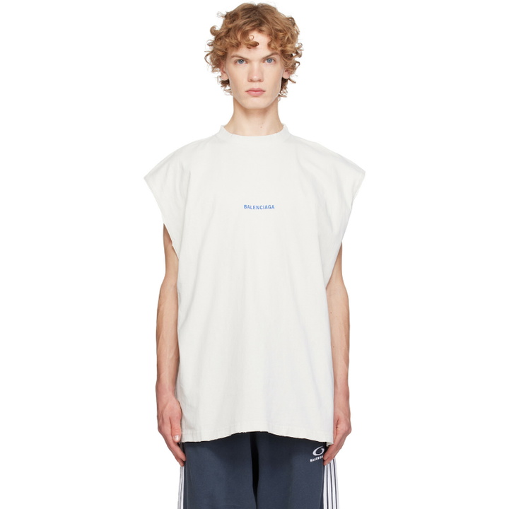 Photo: Balenciaga Off-White Back Sleeveless T-shirt