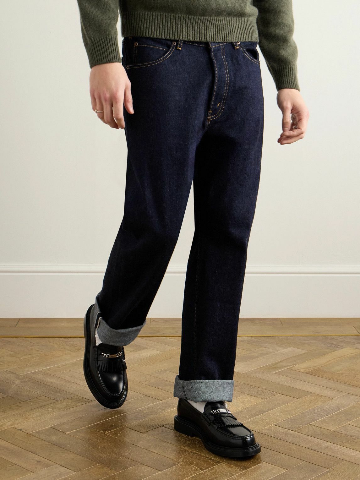 CELINE - Logo-Embellished Fringed Leather Loafers - Black