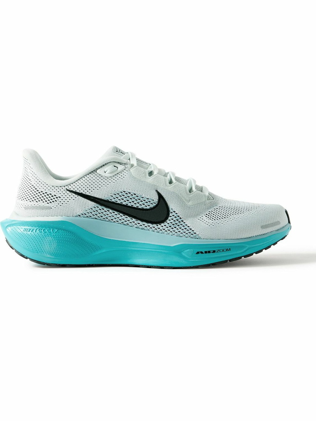 Photo: NIKE RUNNING - Air Zoom Pegasus 41 Rubber-Trimmed Mesh Running Sneakers - Blue