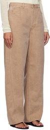 AURALEE Brown Washed Organic Canvas Jeans