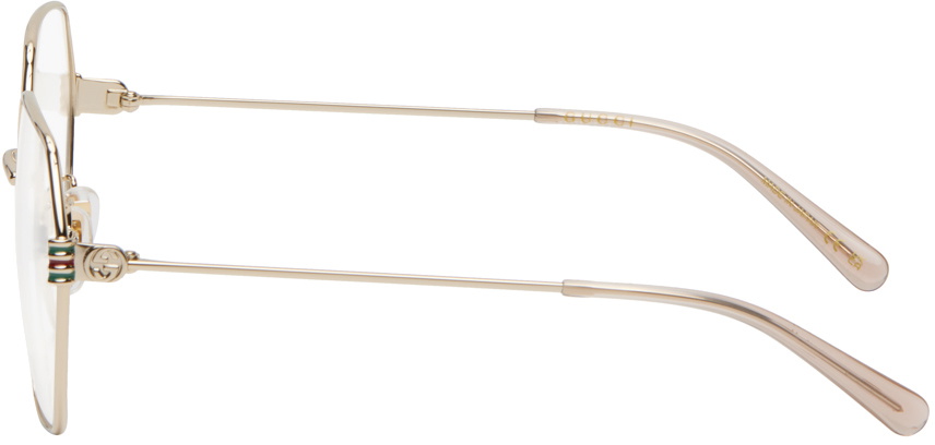 Gucci Gold Oversized Geometric Glasses