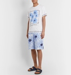 Jacquemus - Wide-Leg Printed Pleated Cotton Shorts - Blue