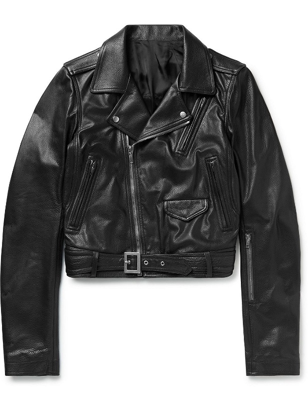 Photo: Rick Owens - Stooges Cropped Leather Biker Jacket - Black
