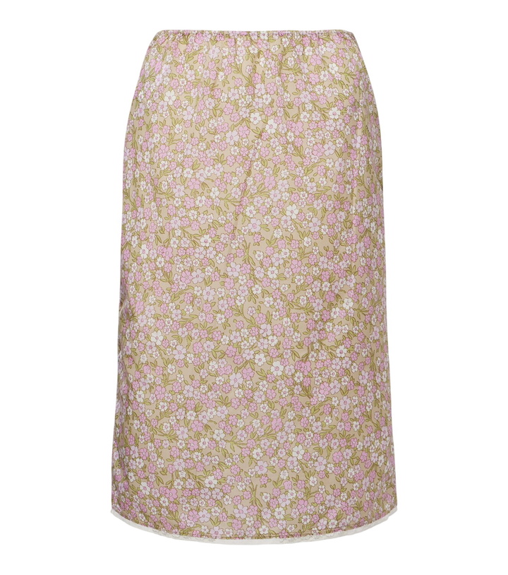 Photo: Prada Lace-trimmed floral midi skirt