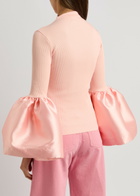 Marques' Almeida Ribbed Stretch-cotton and Taffeta top Pink