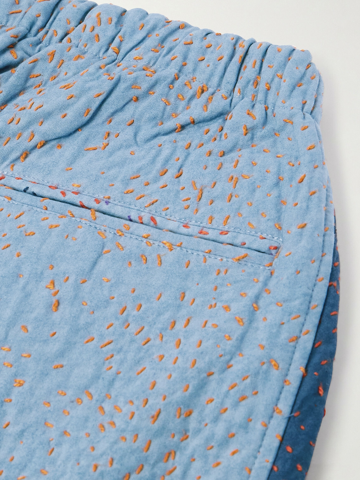 Kardo - Taka Straight-Leg Embroidered Cotton Trousers - Blue