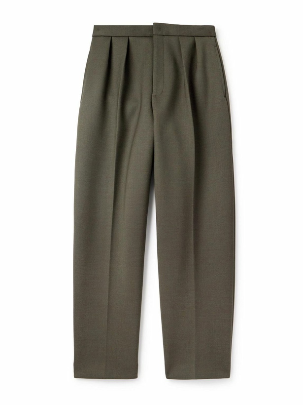 Photo: Jacquemus - Citta Straight-Leg Pleated Wool-Blend Trousers - Green