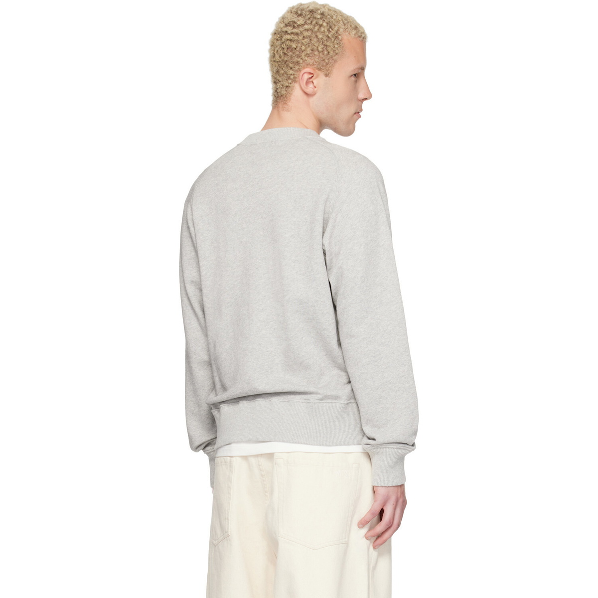 Merz b. Schwanen Gray Retro Fleece Raglan Cotton Sweatshirt