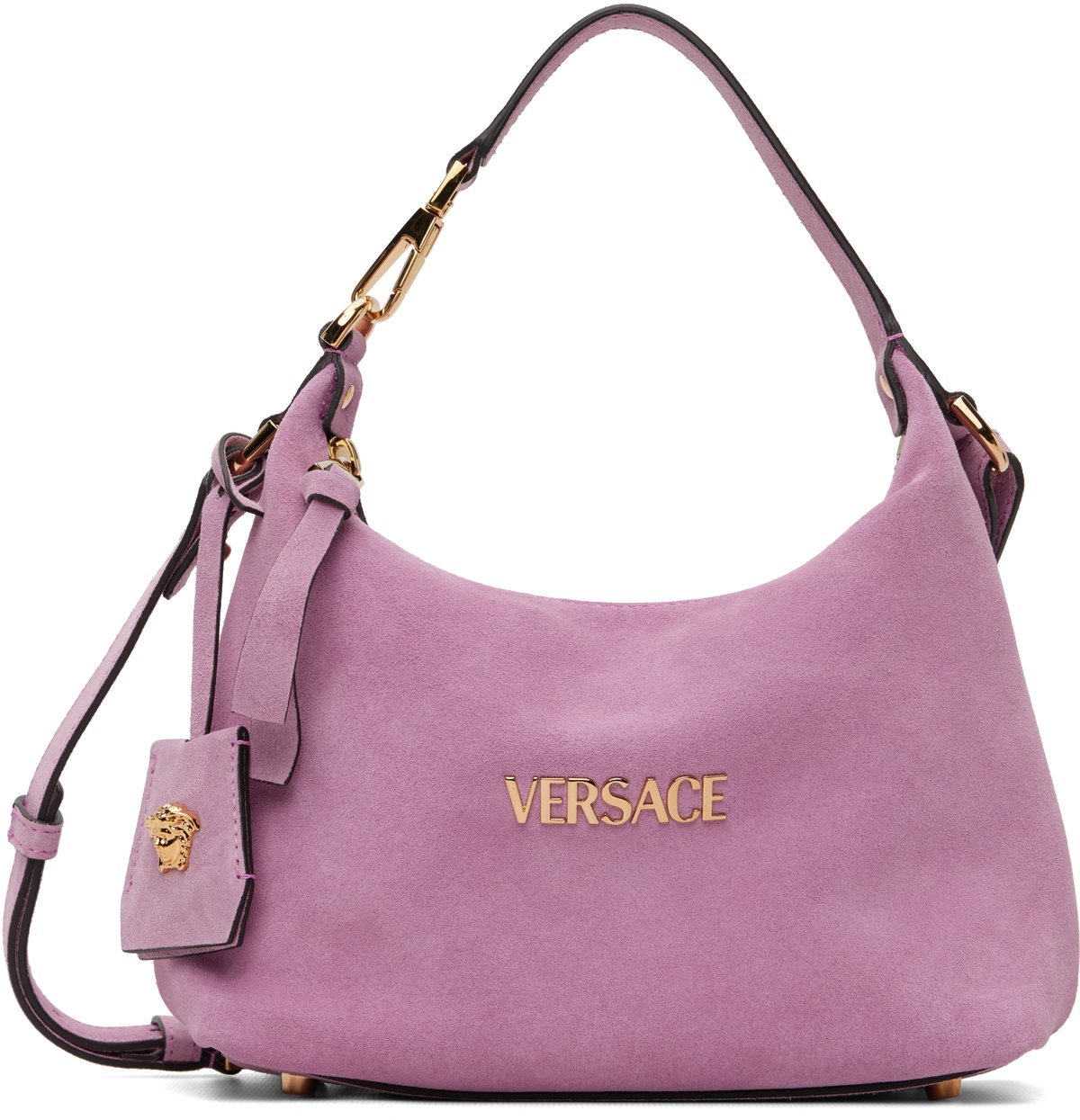 Versace Pink Versace Tag Suede Bag