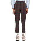 BEAMS PLUS Burgundy Check Ankle-Cut Trousers