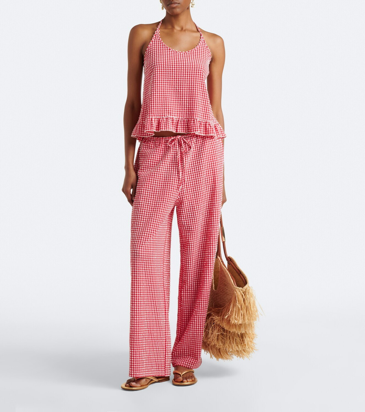 Montce Brooklyn gingham halterneck top